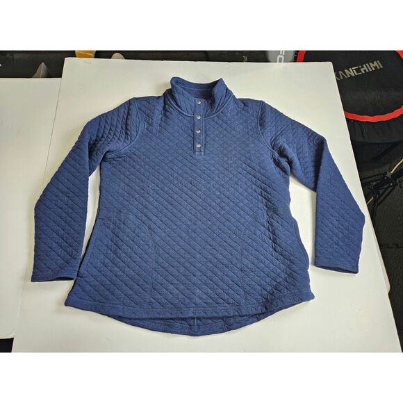 Duluth Trading Company Quilted Pullover Blue Large Pockets - Picture 1 of 10
